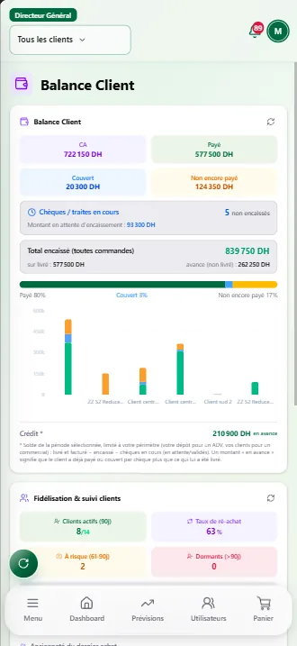 La balance client, et les chèques en attente